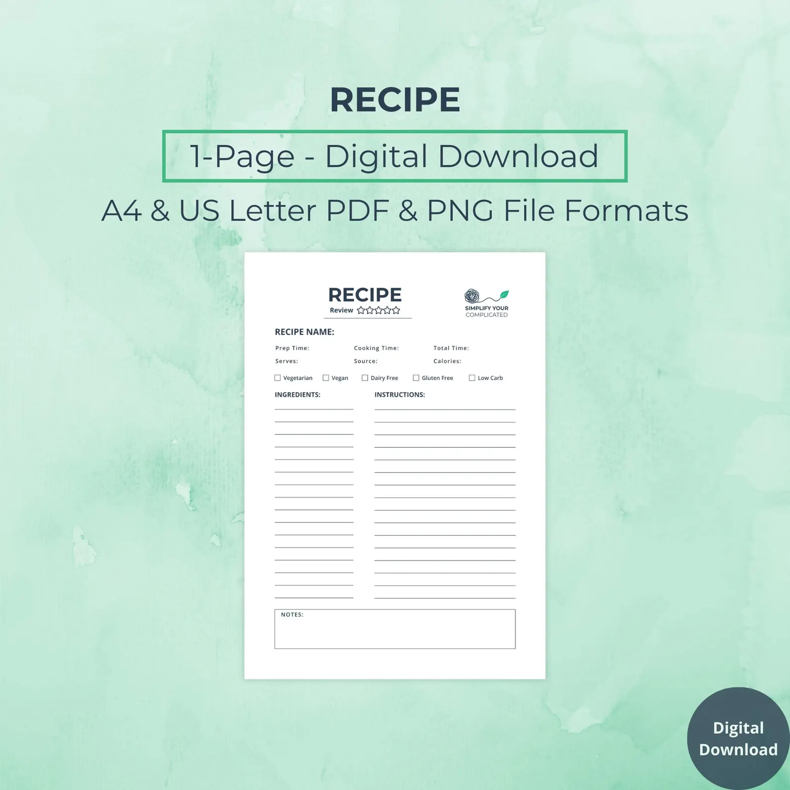Simplify Cooking: Organize Recipes with Our Minimal Template